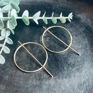 Moon‎ Goddess Earrings | Gold Toned Circle Minimalist | Witchy Jewelry Gift